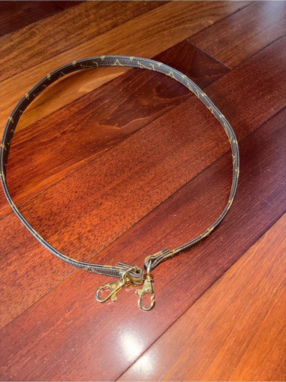 Brown Monogram Crossbody Strap with Gold Hardware